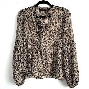 Zara Trafaluc Semi-Sheer Lightweight Chiffon Blouse